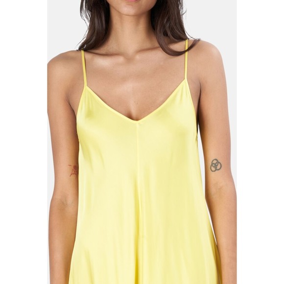 NEW L'agence Buttercup Yellow V-Neck Lorraine Trapeze Midi Slip Dress XS Summer - Picture 2 of 12